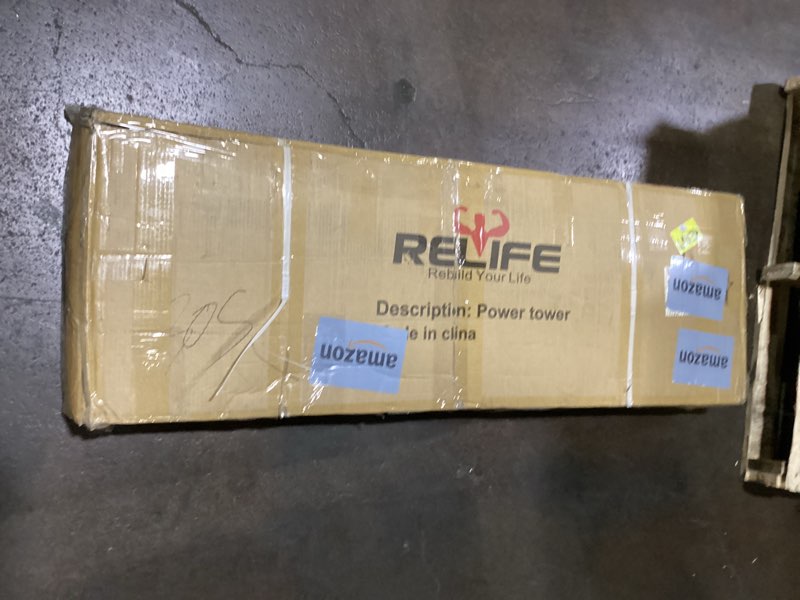 Condition photo showing Good Condition for relife rebuild your life power tower pull up bar station workout dip station for home gym strength training fitness equipment