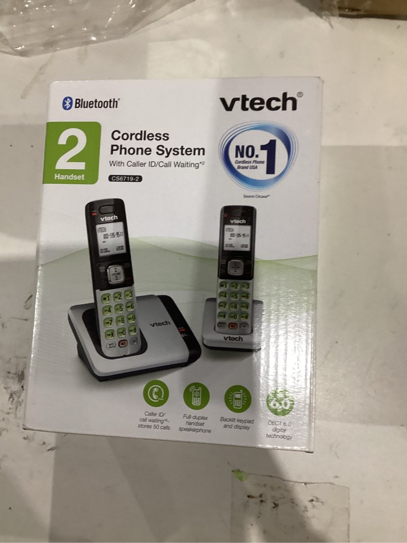 Condition photo showing New/Like New for VTech CS6719-2 2-Handset Cordless Phone with Caller ID/Call Waiting, Handset Intercom & Backlit Display/Keypad, Silver Cordless Phone with Caller ID 2 Handsets Silver 2 Handsets
