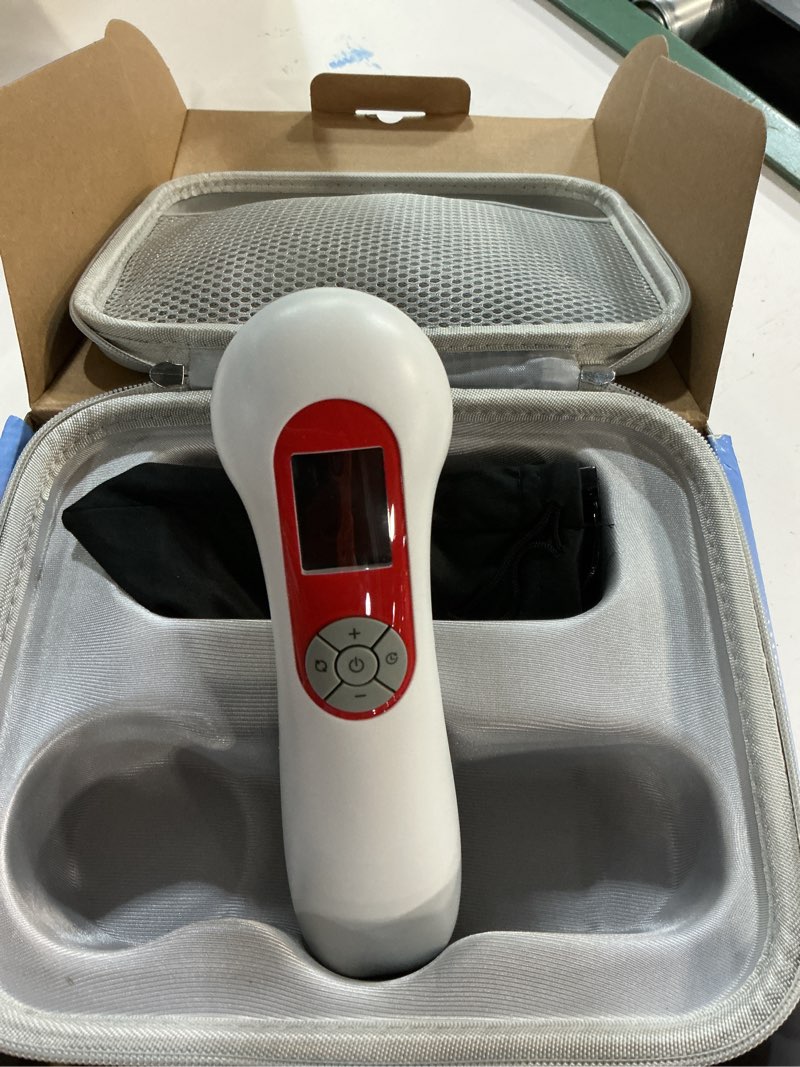 Condition photo showing Good Condition for lllt cold laser therapy device with protective cover, 5 * 808nm & 10 * 650nm human/vet handheld infrared red light therapy, pet dogs treatment device for muscle pain relief & improve healing(white)