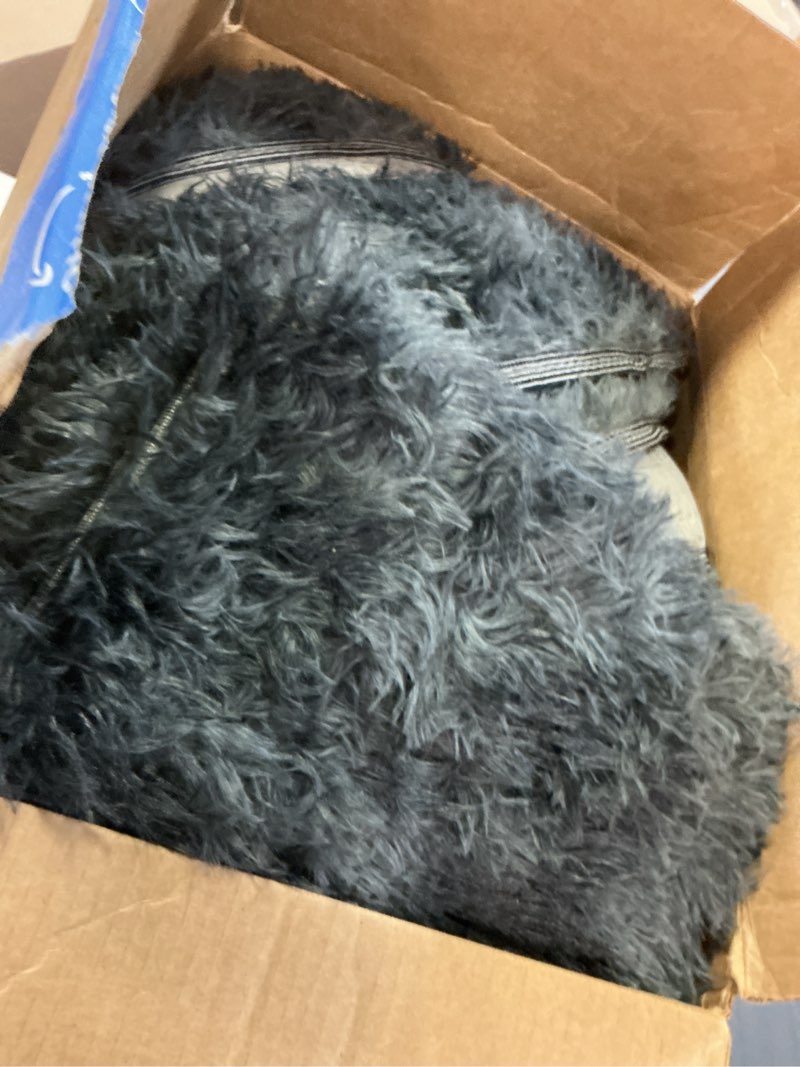 Condition photo showing As Is for Tie Dye Black Round Rugs Small 2x2 ft Fluffy Circle Rug Furry Carpet Shaggy Circular Fuzzy Plush Area Rug for Girls Bedroom Kids Room Nursery Cute Room Decor Chair Cushion Pet mat Doormat Tie-dyed Black Grey 2' (Round)