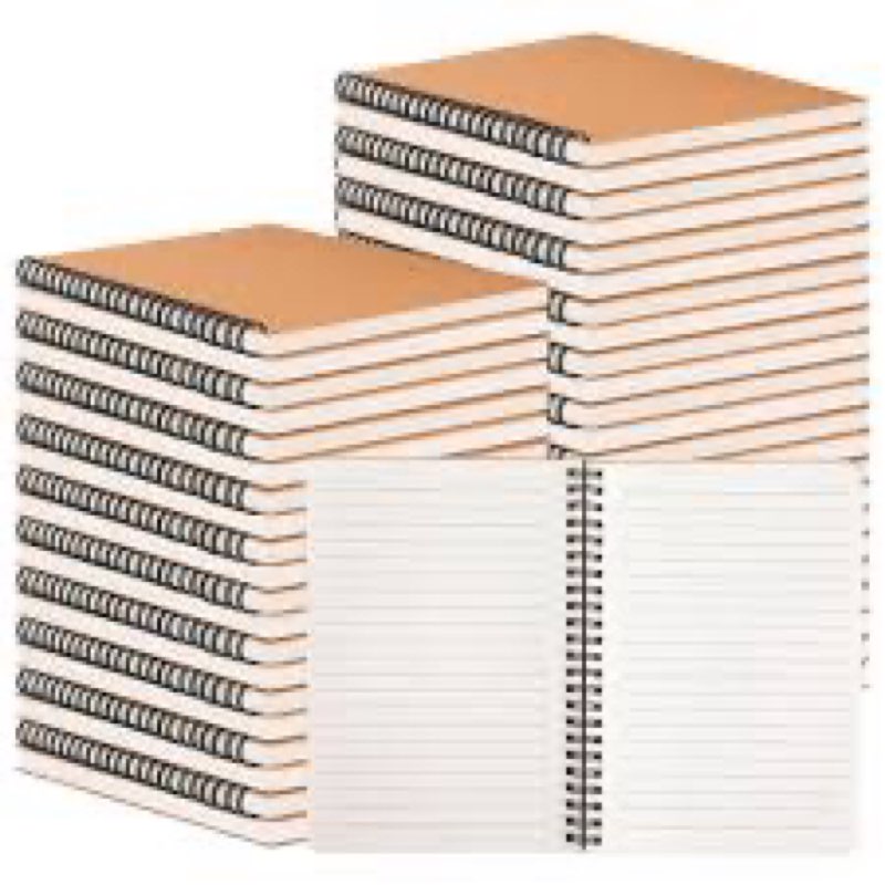 miikoul 100 packs a5 spiral lined notebooks, kraft paper cover, 8.3"×5.5", 60 sheets/120 pages, rule