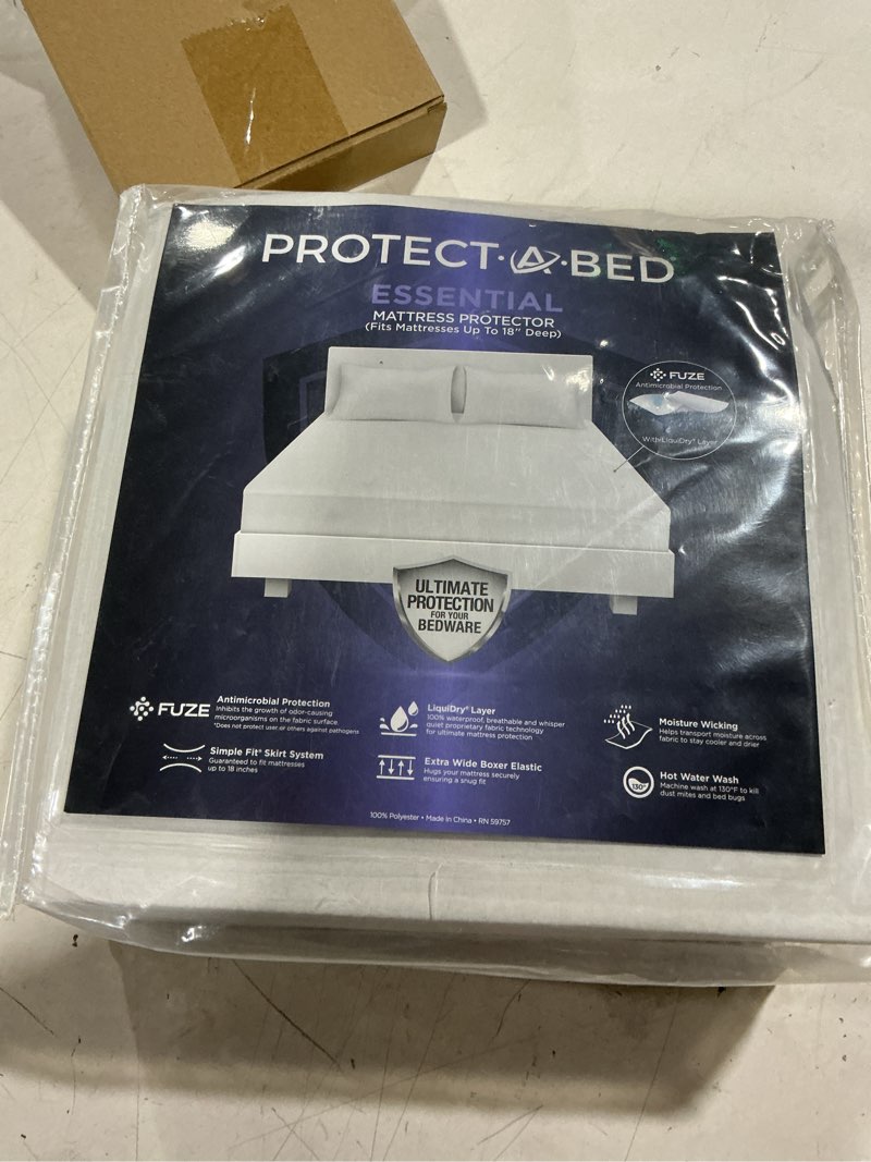 Condition photo showing New/Like New for protect-a-bed essential mattress protector king, dust mite resistant, noiseless and odor-resistant mattress cover, 100% waterproof top, machine washable, fits 11"-18" mattresses