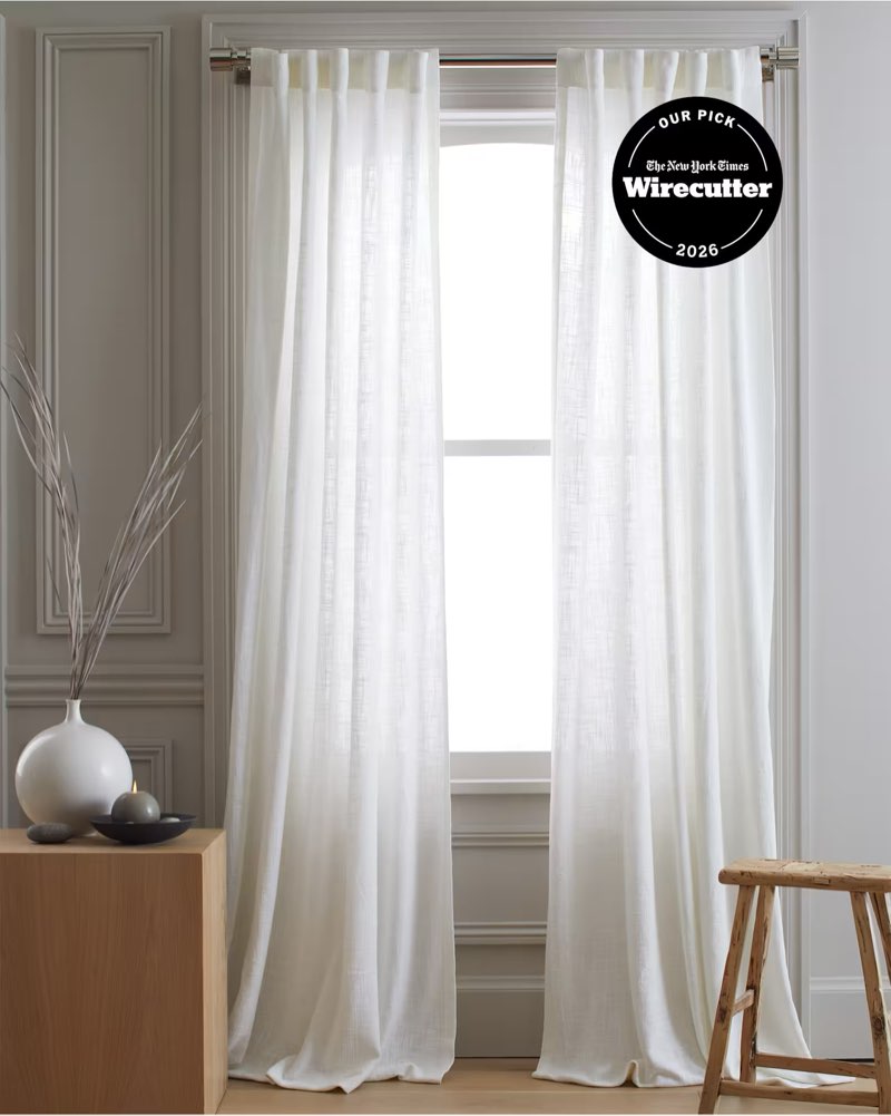 cotton sheer curtain set (set of 2) 48”x96” white 