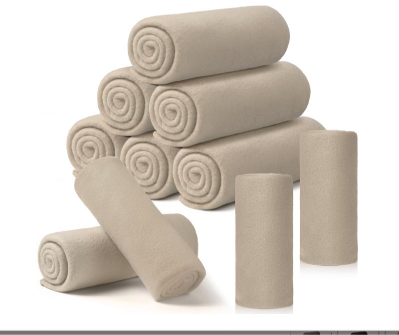 Buryeah 40 Pcs Fleece Blanket Bulk Soft Warm Fleece Blankets Cozy Lightweight Fleece Throw Blankets Plush Fleece Pet Blanket for Home Bed Sofa Office Wedding Gifts Travel Camping (50 x 60, Beige) 50\" x 60\" Beige