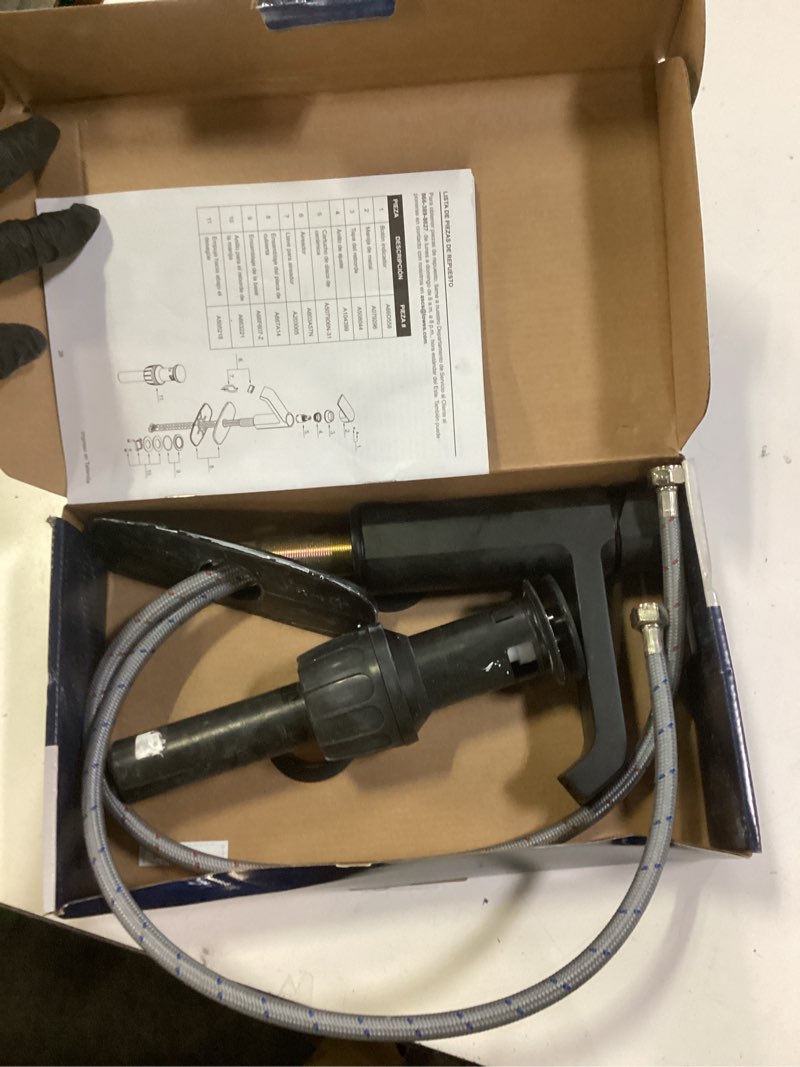 Condition photo showing As Is for project source grayford matte black single hole 1-handle watersense high-arc residential handle