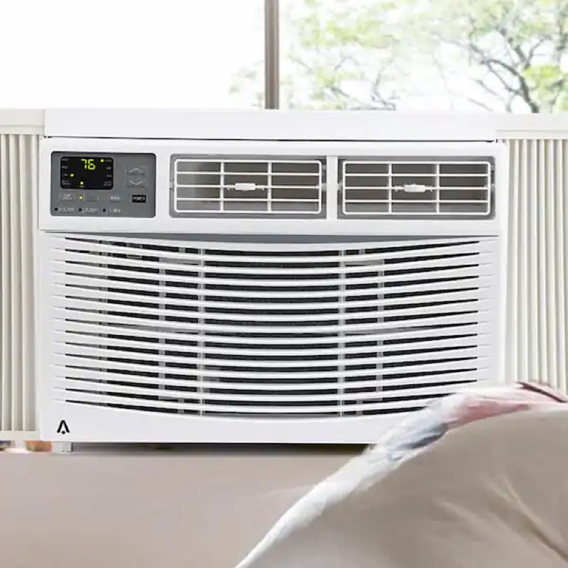 8,000 btu (doe) 115 volts window air conditioner cools 350 sq. ft. with remote and app control in white