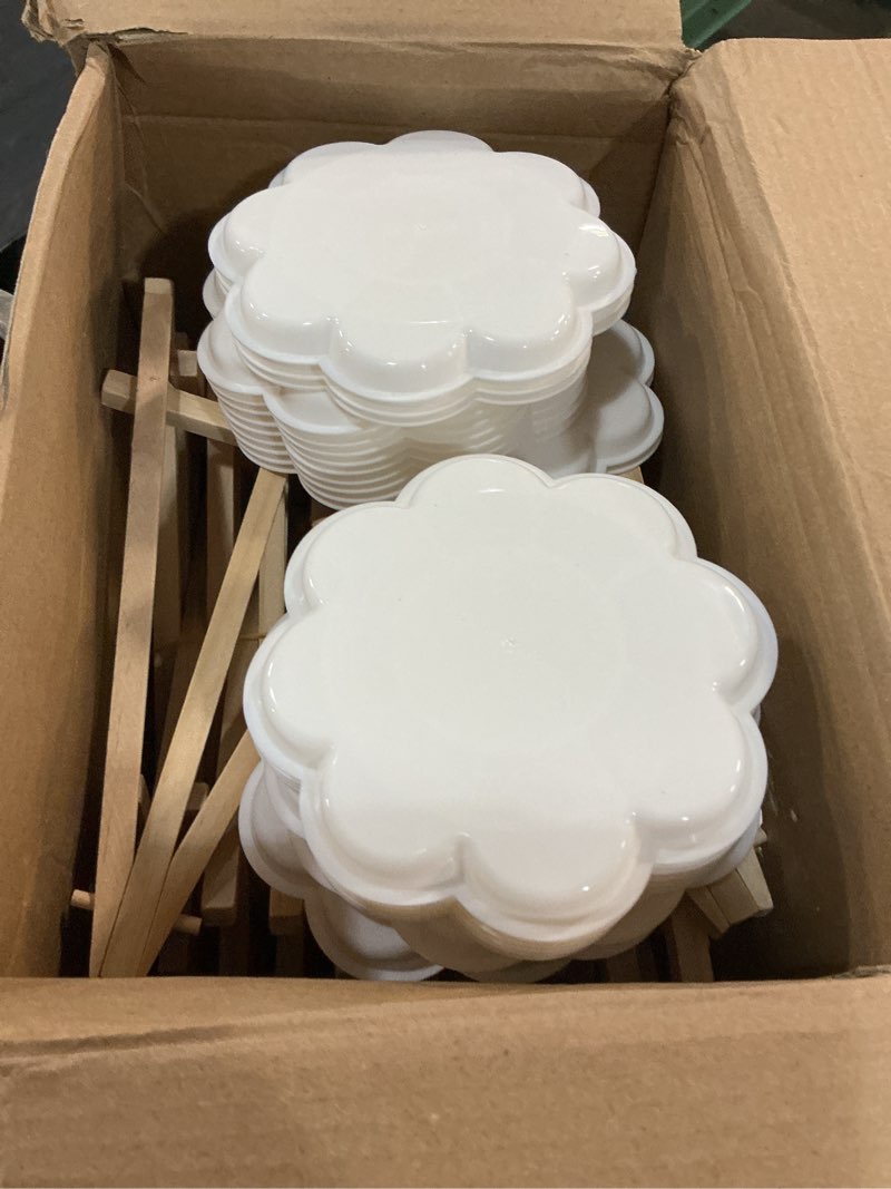Condition photo showing Good Condition for qilery 24 set 6 x 8 inch mini canvas boards and easel for painting, acrylic paint strips, palettes, brushes, canvases painting kits for kids adults artists beginners oil acrylic painting party favors