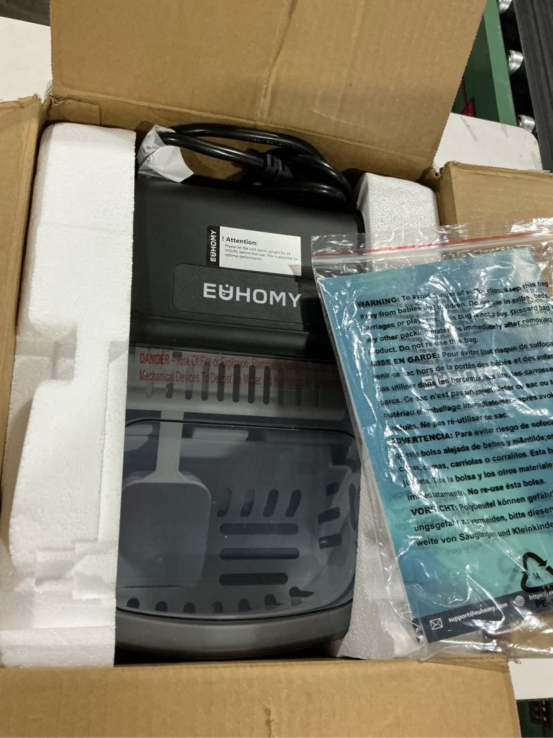 Condition photo showing Good Condition for euhomy ice maker countertop, portable ice machine with carry handle, 26.5lbs per day, 9 cubes in 6 mins, auto-cleaning, with basket and scoop, for home, kitchen, camping, rv (silver) stainless steel silver 26.5 lbs/day