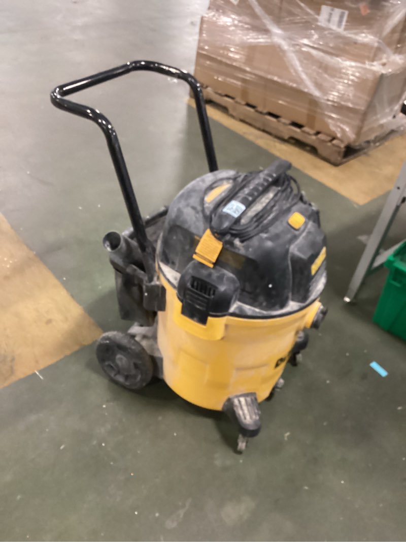 Condition photo showing As Is for DEWALT 16 Gallon Shop Vacuum Wet/Dry, 6.5 Peak HP, Heavy Duty Poly Wet/Dry Vac with Powerful Suction, Cart Style Wet/Dry/Blow 3 in 1 Multifunction Wet/Dry Shop Vacuum, Built-in Drain, DXV16PA