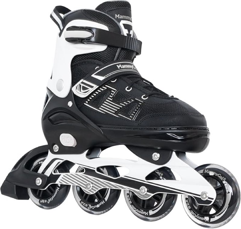 (Size:43-47/XXL)MammyGol Adult Inline Skates for Men Women, Blades Roller with Carbon Steel Bearings, TPR Brake, 3D Mesh, EVA Lining, PVC Upper | Adjustable Size Better Fit for Beginner Skating