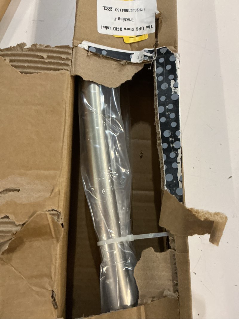 Condition photo showing Good Condition for curved shower curtain rod for bathroom 38-72 inches, adjustable length, curved shower rod, 0.9mm thickness, round shower curtain rods, rotate bracket for large shower space, need drilling, nickle brush nickel