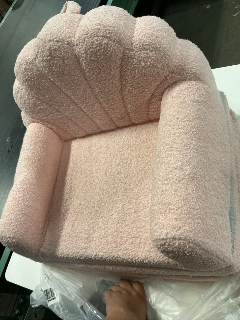 Condition photo showing Good Condition for blissful diary kids couch, 2-in-1 soft toddler couch fold out, toddler chair comfy, convertible sofa to lounger, kids furniture for playroom, gift for birthday, children's day, beige shell shell beige