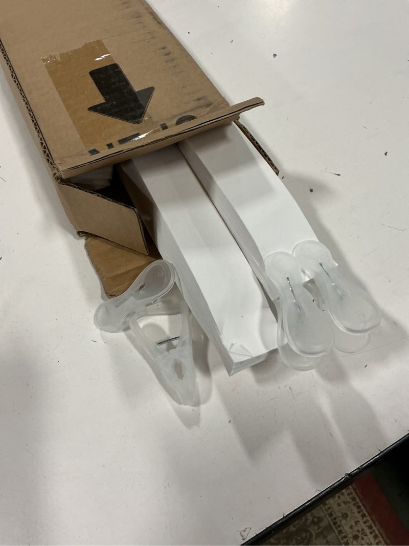 Condition photo showing As Is for Changshade 6 Pack Temporary Window Blinds,Light Filtering Pleated Paper Shades for Indoor Windows,Cut to Size Adhesive Window Shades with 12 Clips,No Drill and Easy to Install,36" W x 72" H,White White 36"W x 72"H