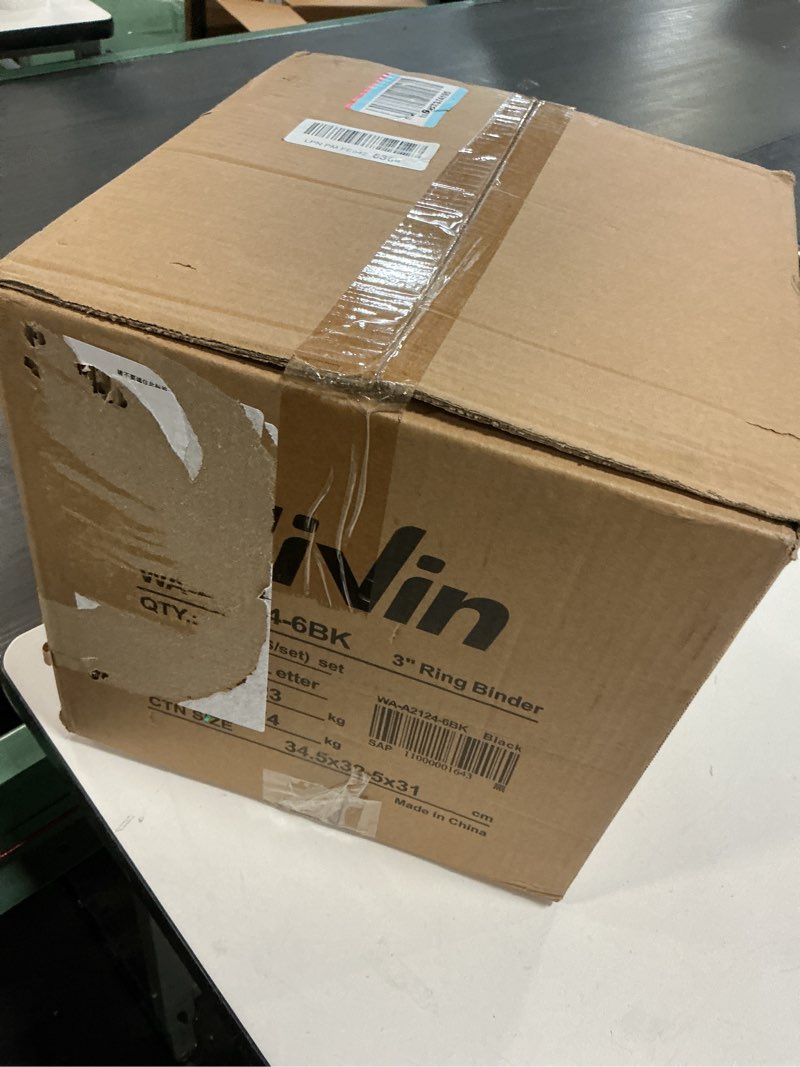 Condition photo showing New/Like New for ViVin Durable 3 inch D Ring View Binder, Large 3" Slant-D Ring with 725-Sheet Capacity, Fit 8.5" x 11" Paper, 6 Pack(Black) 3" 6 Pack Black