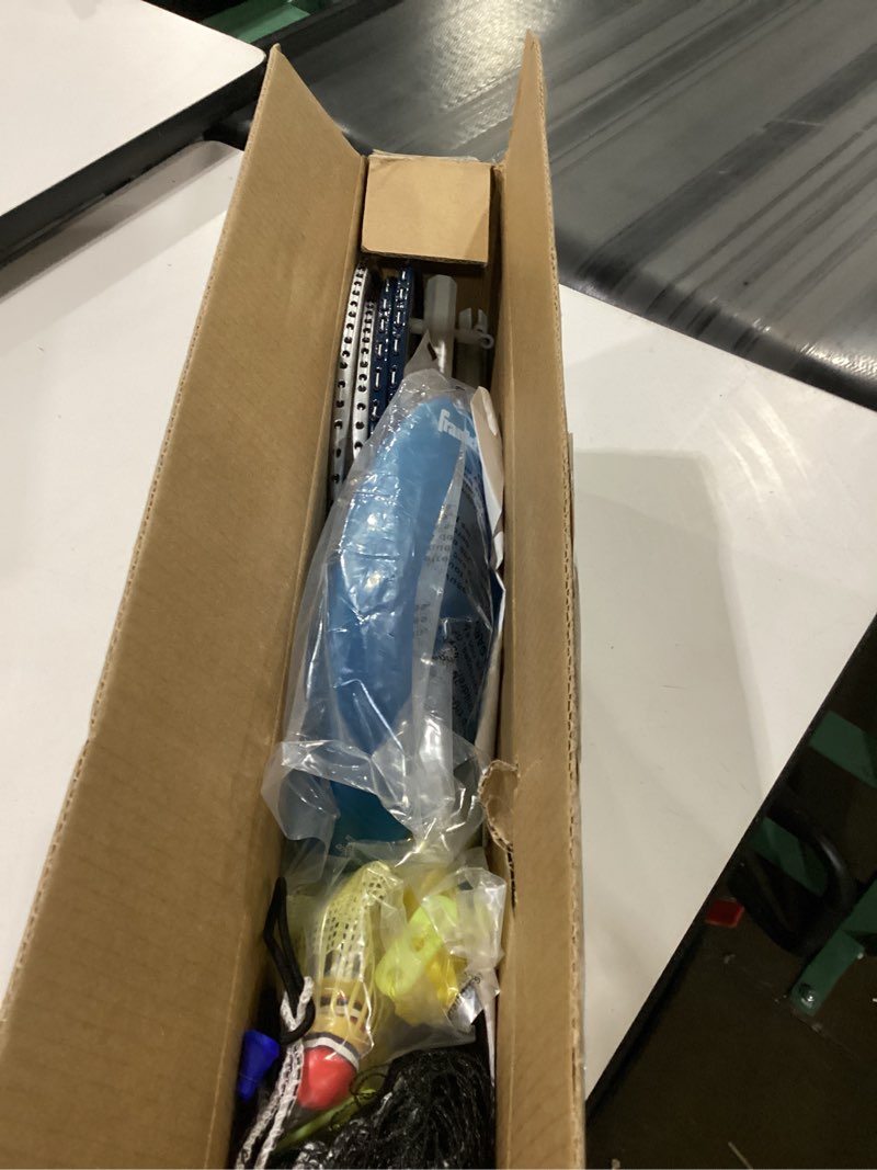 Condition photo showing Good Condition for franklin sports volleyball + badminton sets - beach + backyard game set - volleyball, pump, badminton rackets, birdies, net + poles included recreational badminton/volleyball set