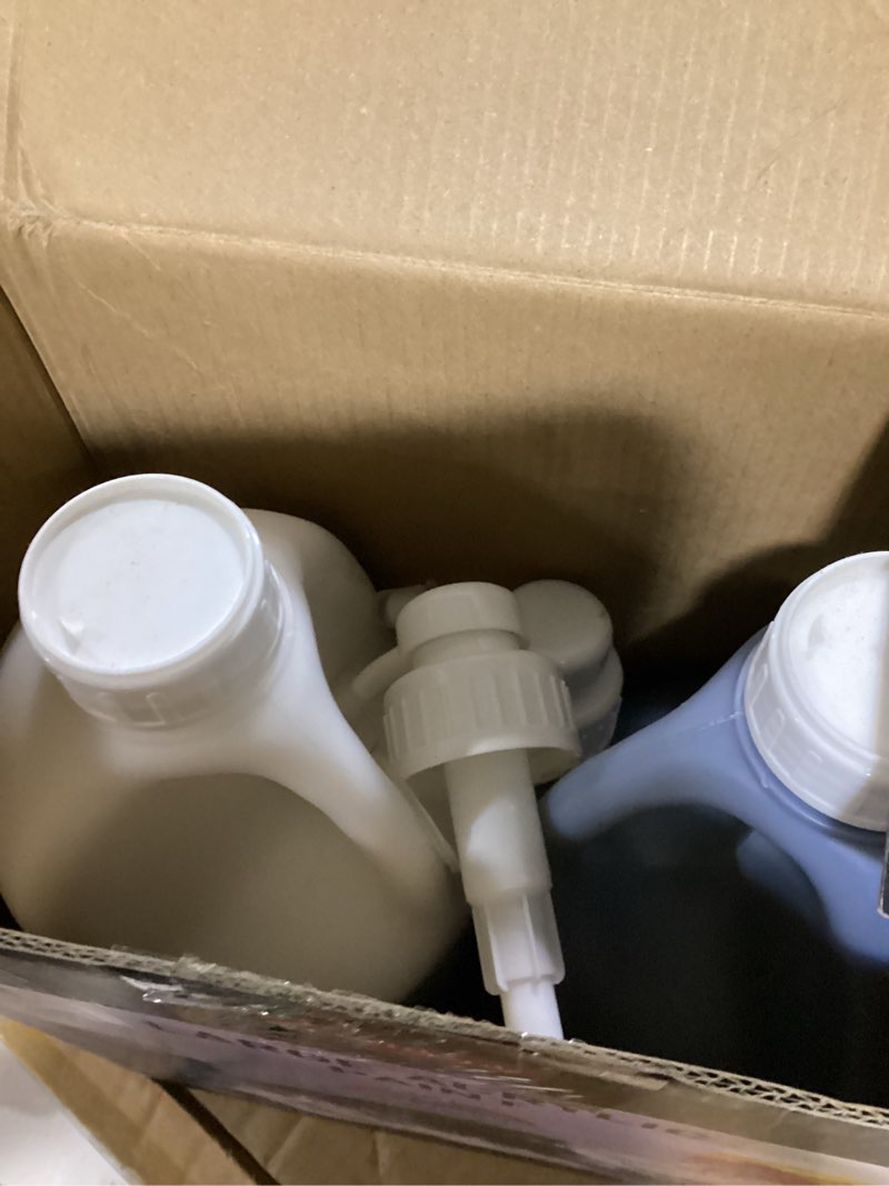 Condition photo showing Good Condition for 2 pack white & black large acrylic paint set (69 oz, 2040 ml), art painting bulk supplies for multi surface canvas wood leather fabric rock craft, non toxic paint for kid & adult with pump