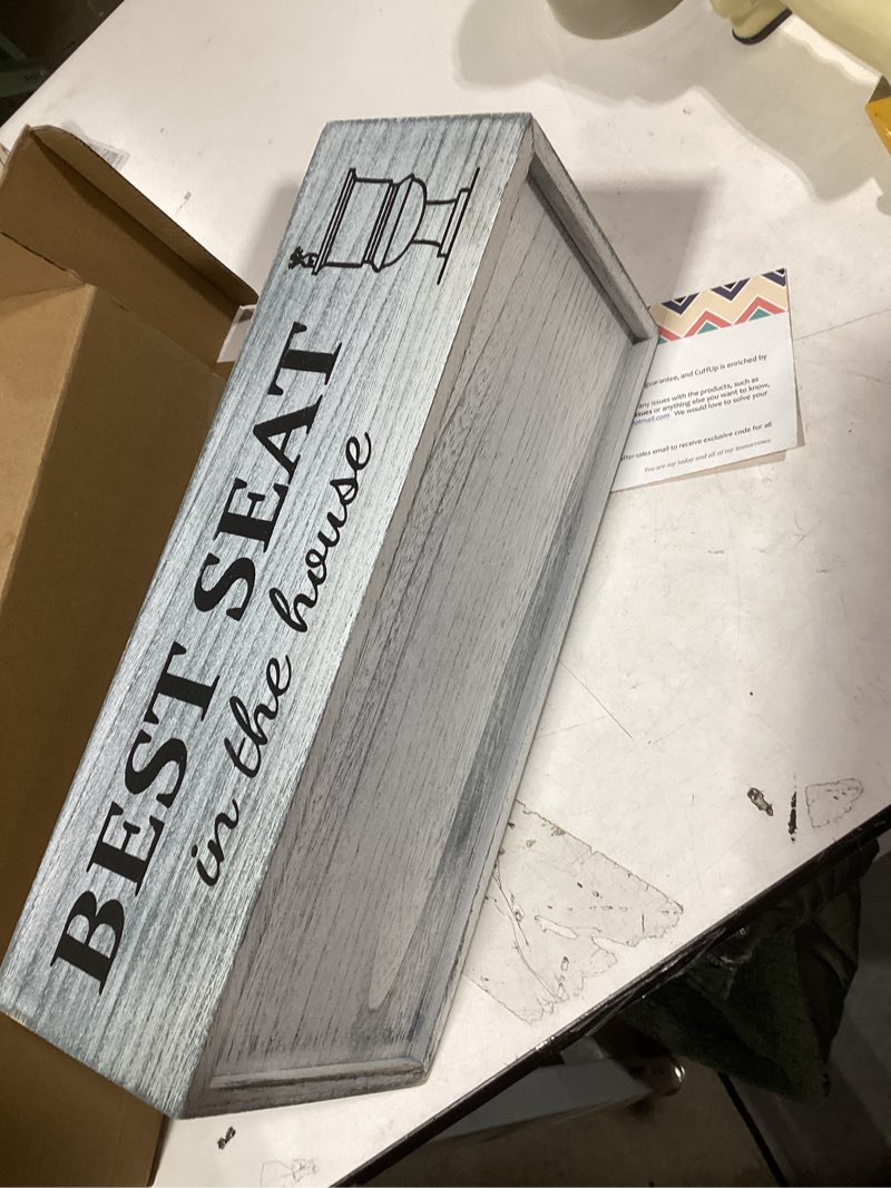 Condition photo showing Good Condition for Rustic Farmhouse Bathroom Decor Box, Toilet Paper Basket with 2 Sides Signs, Gray-wash Your Hands