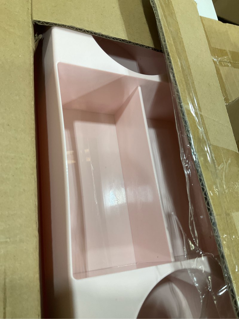 Condition photo showing New/Like New for 5-Tier Mobile Bookshelf, Rolling Bookcase Book Storage Rack, Movable File Folder Organizer Cart with Wheels for Home Study Office Living Room Classroom, Light Pink Light Pink 5-Tier