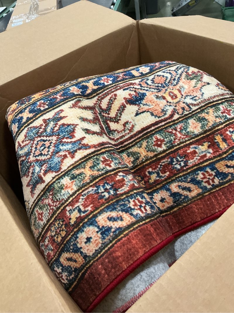 Condition photo showing Good Condition for Rugland 2'6x8' Runner - Stain Resistant Entryway Rug, Anti Slip Backing Hallway Runner Rug, Vintage Tribal Area Rugs(TPR10-Burgundy, 2'6x8') Tpr10-burgundy 2'6" x 8' (Runner)