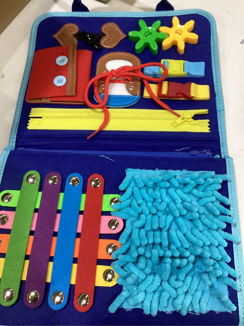 Condition photo showing New/Like New for fidget blanket for adults with dementia, dementia activities for seniors, alzheimer's products multi-use busy sensory board, gifts for him her dementia products for elderly and children with autism