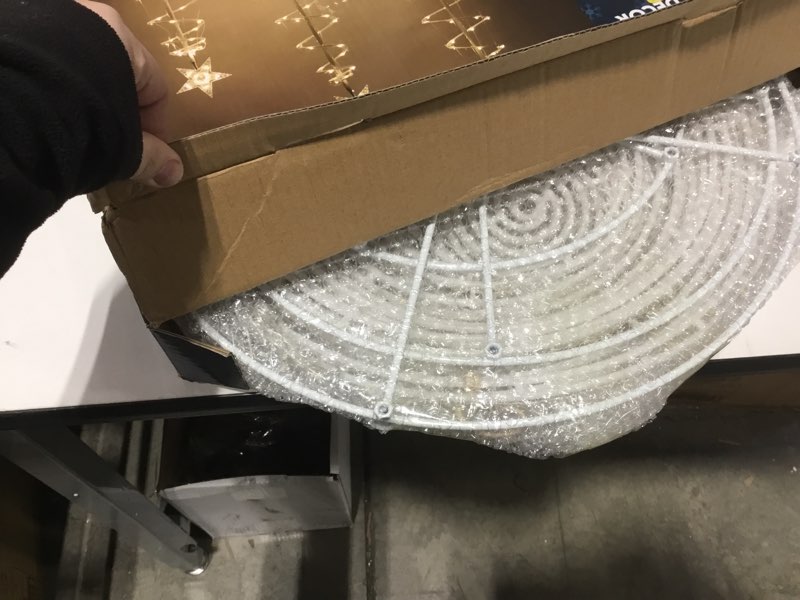 Condition photo showing As Is for JOIEDOMI 3 Pack Spiral Christmas Tree Lights, 218 LED Outdoor Lighted Tree with Star Topper & Stakes, Christmas Decorations for Yard Porch Patio Garden Holiday Xmas Eve Night Décor, Warm White