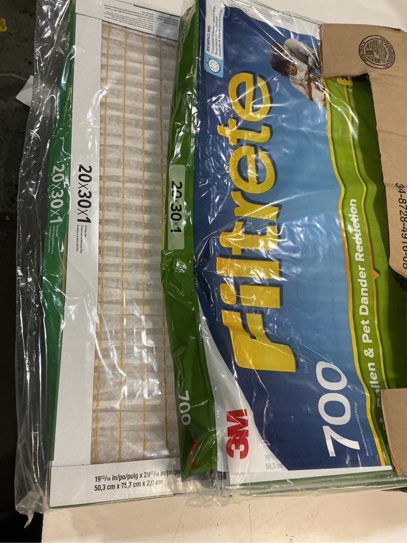 Condition photo showing Good Condition for filtrete 20x30x1 ac furnace air filter, merv 8, mpr 700, tough on pollen, easy on airflow, 3-month pleated 1-inch electrostatic air cleaning filter, 4-pack (actual size 19.880 x 29.880 x 0.8125 in )