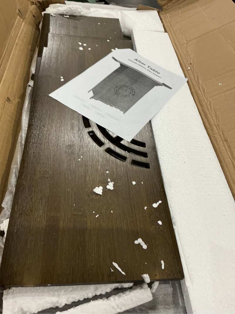 Condition photo showing Good Condition for altar table for spiritual, buddhist altar table with storage, intricate chinese meditation cabinet pedestal offering desk, personal prayer shrine desk for incense and pray