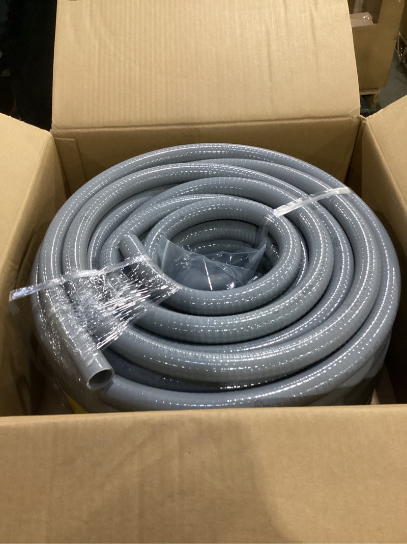 Condition photo showing Good Condition for liquid-tight conduit 100 ft and 10 pieces of connector kit, electrical conduit 3/4 100ft w/ul certification, flexible conduit with 5 straight and 5 90-degree conduit connector fittings 3/4inch 100ft