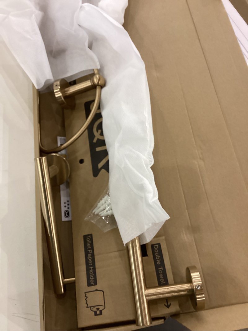 JQK Bathroom Hardware Set, 5-Piece Bath Accessories Set Matte Wall Mount Includes 24 in Towel Bar, 7 in Towel Ring, Toilet Paper Holder, 2 Towel Hooks, BAS165-PB 5-Piece  Gold