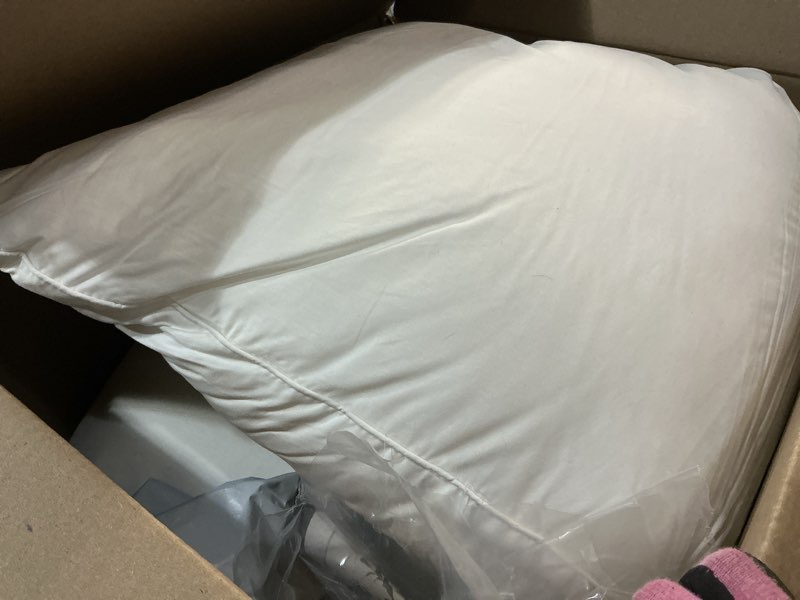 Condition photo showing As Is for farm to home 100% organic cotton cover pillows king size set of 2, down alternative hotel quality soft bed pillow for back & side sleepers, machine washable, 20"x36", white king(pack of 2)