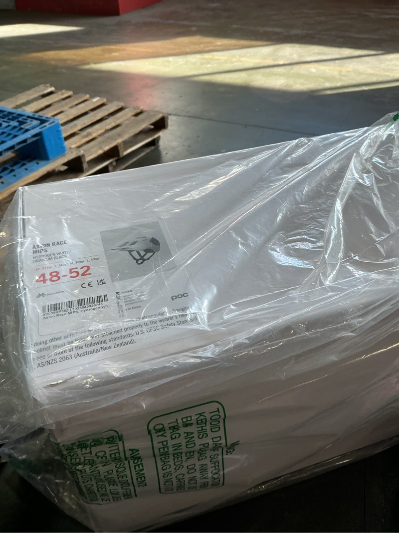 Condition photo showing New/Like New for POC Axion Race MIPS Hydrogen White/Uranium Black Matt X-Small (48-52cm)