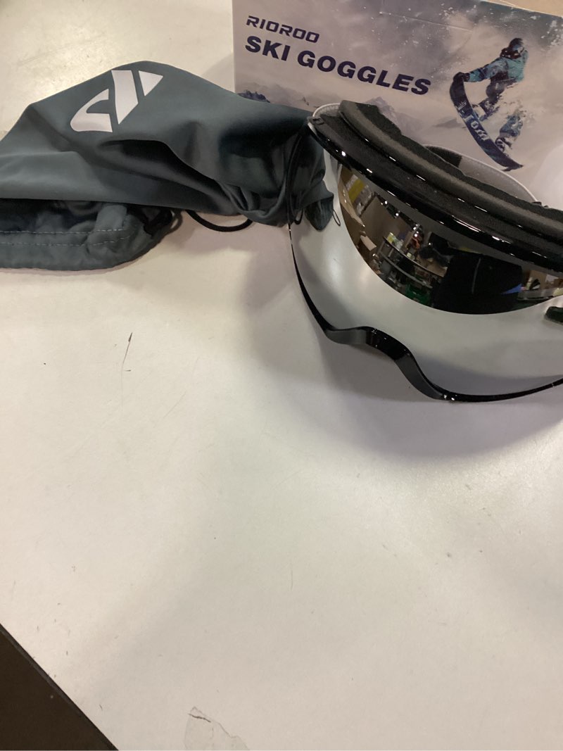 Condition photo showing As Is for Ski Goggles Snowboard Goggles for Men Women Adults Youth,Over Glasses OTG/100% UV Protection/Anti-fog/Wide Vision A02-black/Silver(vlt 13.8%)