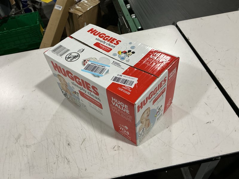 Condition photo showing New/Like New for huggies simply clean unscented baby diaper wipes, 11 flip-top packs (704 wipes total), packaging may vary 64 count (pack of 11)