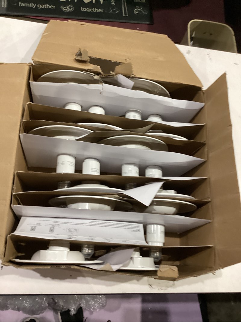 Condition photo showing Good Condition for Jolux 12-Pack 5/6" Retrofit LED Recessed Lighting,12W=60W,5000K Daylight,800 Lumens,Dimmable Can Lights,Damp Rated,Simple Installation Adjustable Retrofit Downlight,ETL,Bevel Trim 5000K(Daylight) 5/6" 12W_12Pack