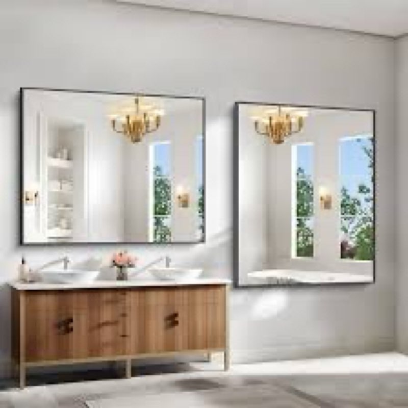 COFENY 40x48inch Gold Bathroom Mirror, Silver Rectangle Mirror with Frame, Large Rectangular Wall Mi