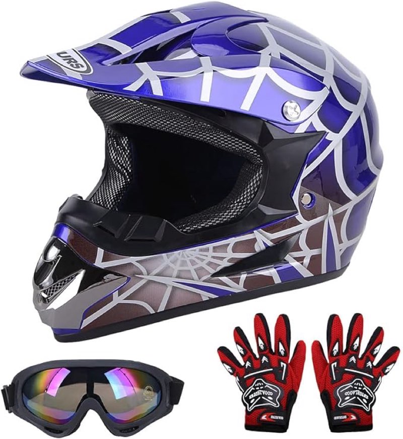 OUMURS DOT Youth Dirt Bike Helmet,Kid ATV Helmet, for Youth Boys Girls 5-14 Ages ,Four Wheeler Helmet Kids, Motocross BMX MX UTV Snowmobile Go Kart Full Riding Dirt Bike Racing Skateboard Baseball XL 