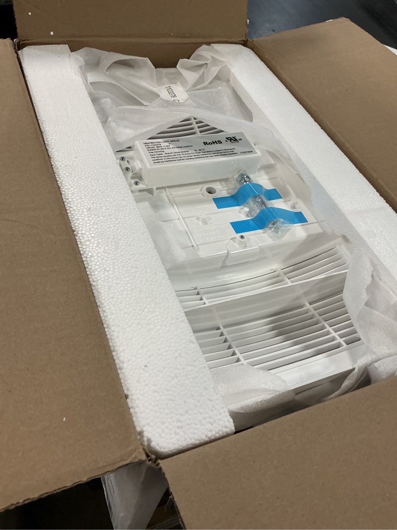 Condition photo showing As Is for Broan-NuTone Bathroom Exhaust Fan with Heater Quiet 1.5 Sones, 80 CFM and 3-Level CCT Lighting, Powerful Ventilation and Warm Comfort for Any Bathroom 80 CFM LED Light Fan and Heater