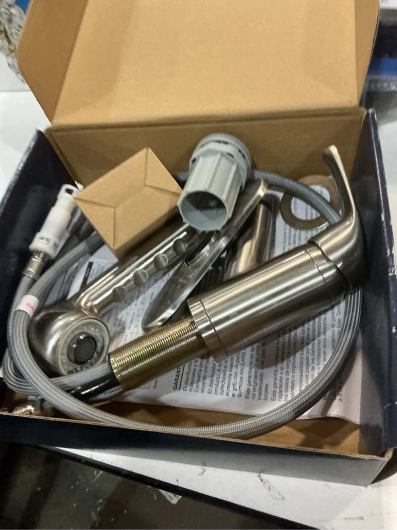 Condition photo showing As Is for Project Source Stainless Steel 1-handle Deck-mount Utility Faucet with Pulldown Sprayer 5505663