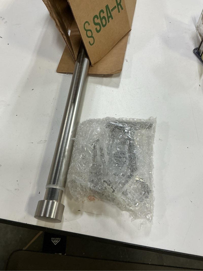 Condition photo showing Good Condition for matte black curtain rods for windows, 1-inch adjustable drapery rods with aluminum end cap and brackets (brushed nickel, 48-86") 48-86" brushed nickel