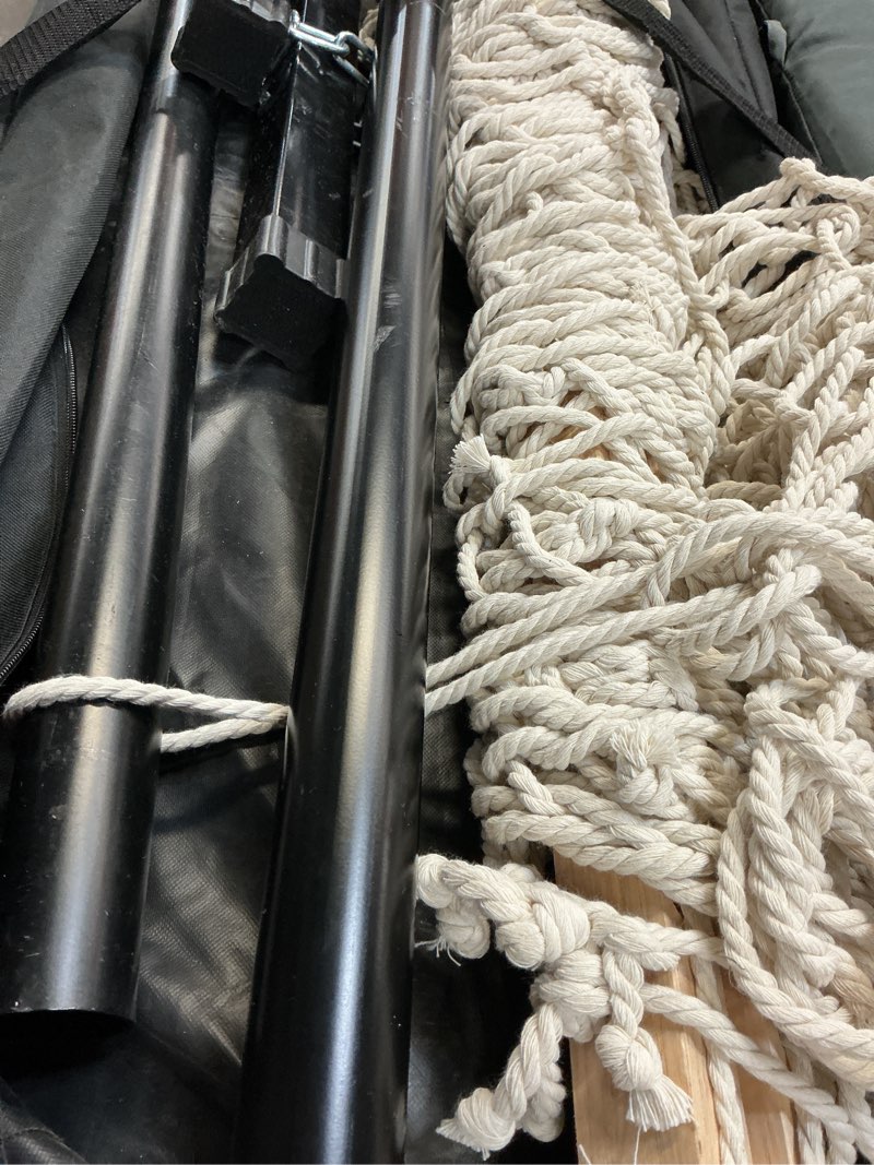 Condition photo showing As Is for double cotton rope hammock for outside, 450 lb capacity, natural by sunnydaze