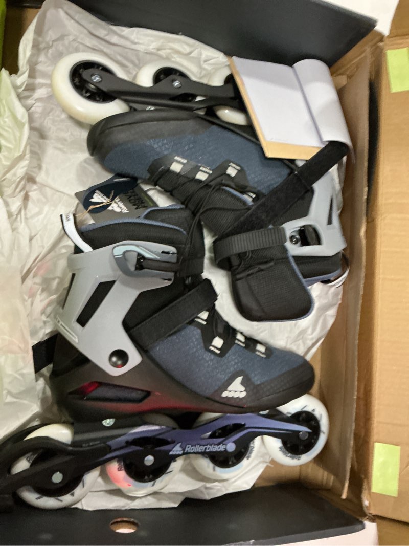 Condition photo showing Good Condition for rollerblade macroblade 90 men's adult fitness inline skate, orion blue/spicy orange, performance inline skates 10/10.5