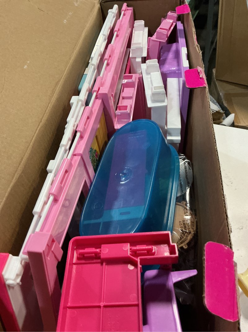 Condition photo showing New/Like New for barbie 3-story townhouse dollhouse with elevator, swing chair, furniture and accessories, fold for portability and travel (amazon exclusive)
