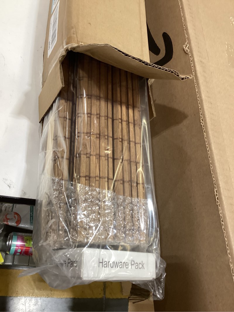 Condition photo showing Good Condition for cordless bamboo roman shades for windows, blinds size (26.5" w ×48" h) colour (highfield teak) highfield teak 26.5" w × 48" h