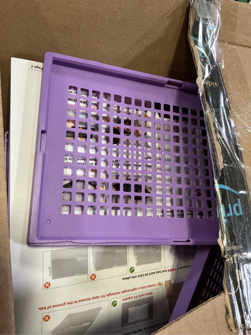 Condition photo showing As Is for Kuject X-Large Shoe Storage Boxes Organizers Clear Plastic Stackable 12 Pack, Shoe Rack & Holder Substitute, Sneaker Containers, Toy Storage Organizer Bins for Entryway, Closet, Under Bed, Purple Purple X-Large