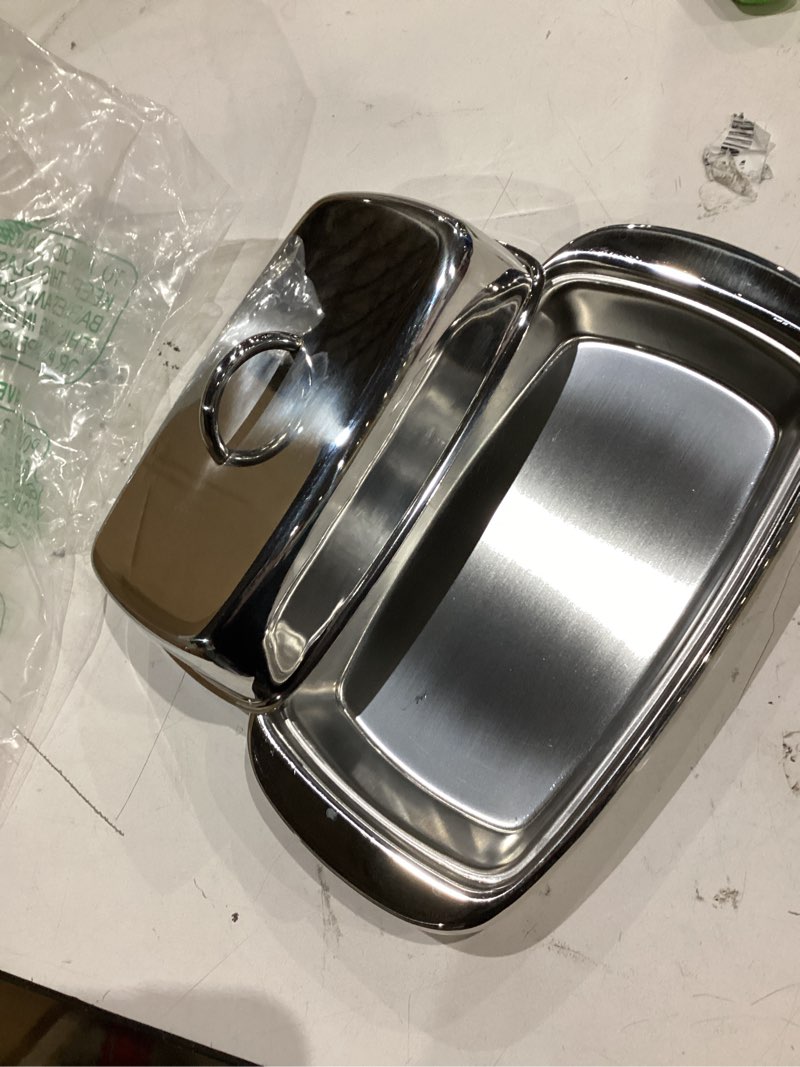 Condition photo showing As Is for norpro stainless steel double covered butter dish