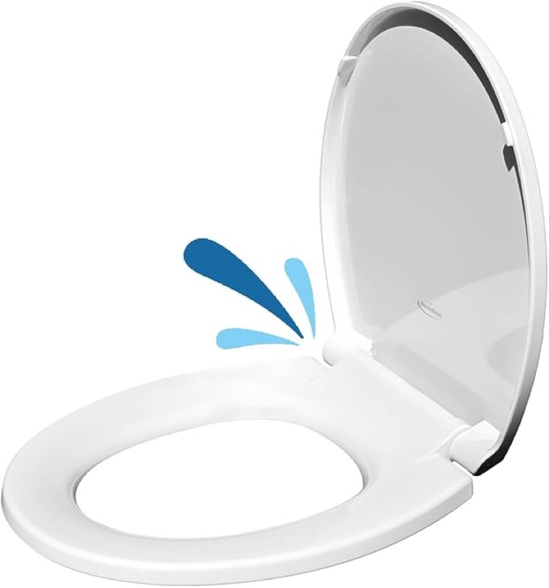 GenieBidet Round Toilet Seat | Noiseless Toilet Cover Seat and Toilet Lids - Durable Plastic Toilet Seat for Easy Installation w/Mounting Tools and Attachments Included | Toilet Seat Round White