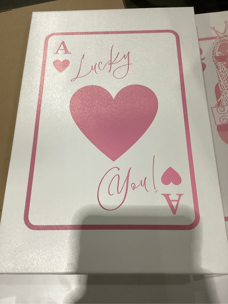 Framed 3pcs Pink Dice Poker Canvas Wall Art Trendy Ace of Hearts Posters 70s Vintage Pink Modern Que