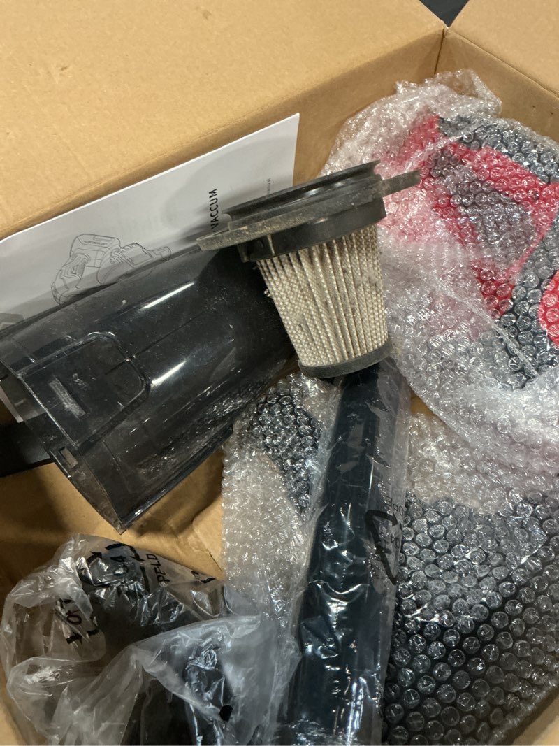 Condition photo showing As Is for cordless vacuum cleaner compatible with milwaukee 18v battery, 5 in 1 handheld electric vacuum with 400w powerful motor, 46 cfm portable hand vacuum for home pet hair, car (no battery) vacuum compatible with milwaukee battery