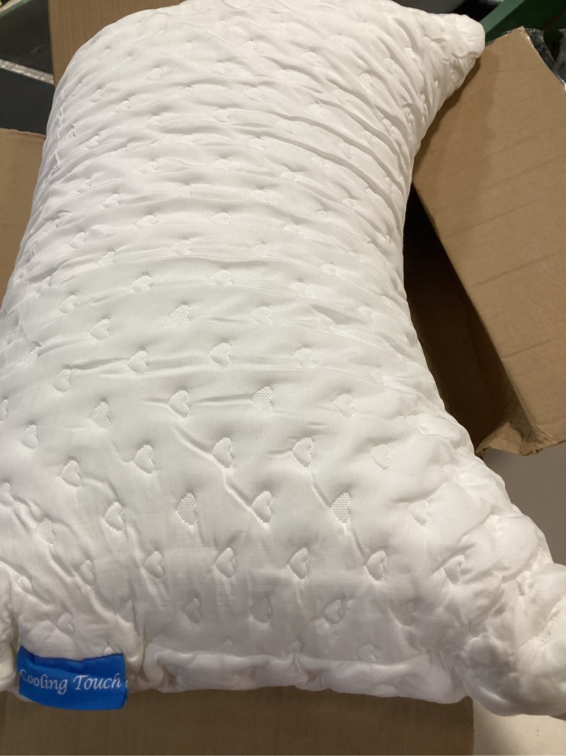 Condition photo showing Good Condition for cooling pillow for side sleeper, shredded memory foam bed pillow for sleeping, side sleeper pillow for neck and shoulder pain- curved adjustable loft shoulder pillow for sleeping queen 1 pack 20*29”
