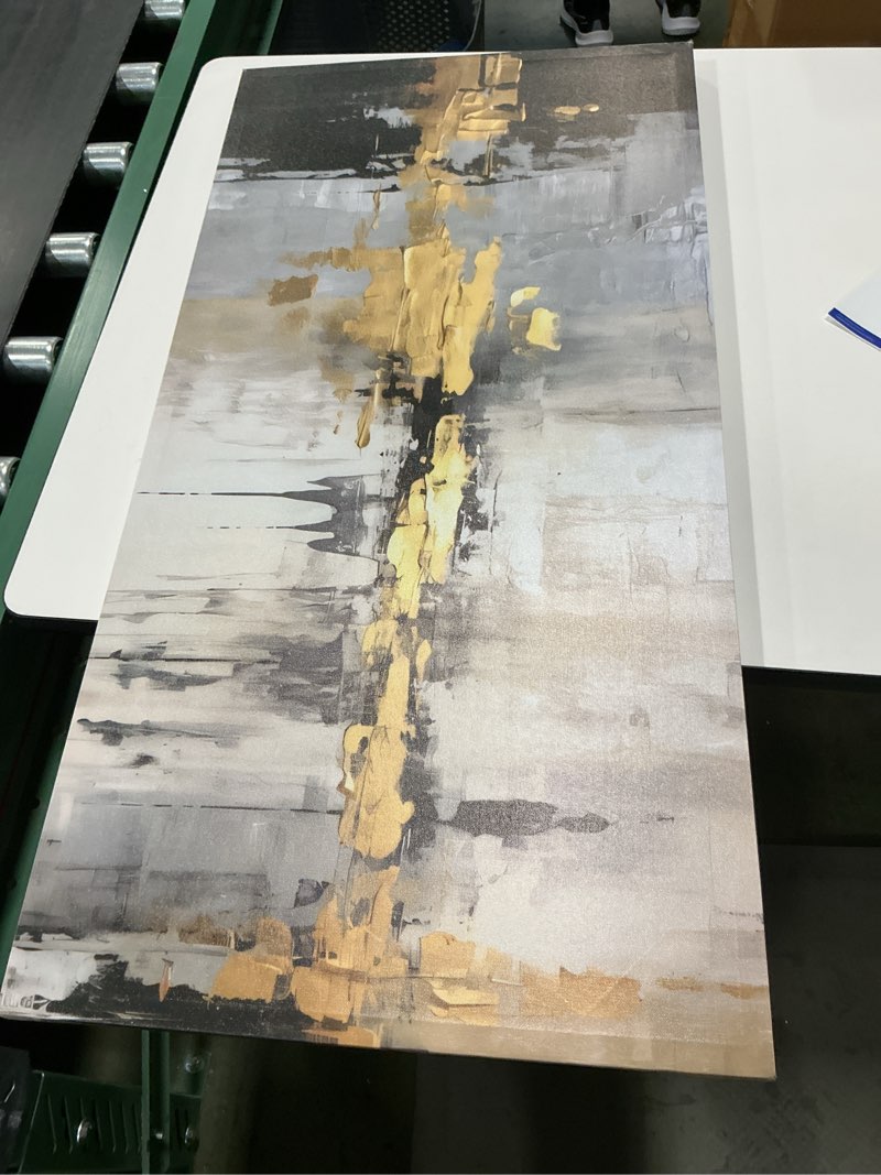 Black White Gold Abstract Wall Art Modern Abstract Pictures Gold Foil Artwork Black Abstract Canvas Wall Art Black White Grey Grey Modern Painting Posters 20x39in No Frame